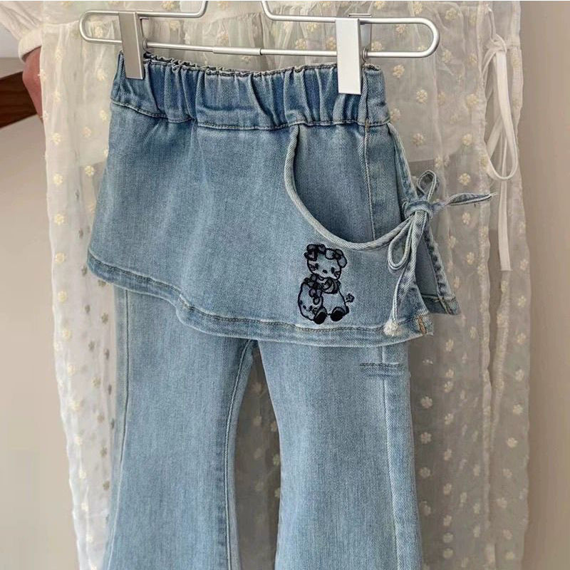 Picture of Girls' Spring Jeans 2025 Korean Style New Children's Fashionable Blue Sparkle Pants Baby Girls' Slim-fit Trendy Pants