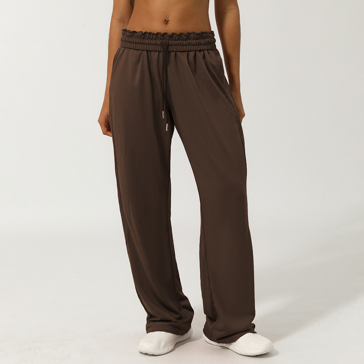 Picture of Spring and summer European and American sports leisure pants waist yoga clothing loose fitness pants women's outdoor straight wide leg pants