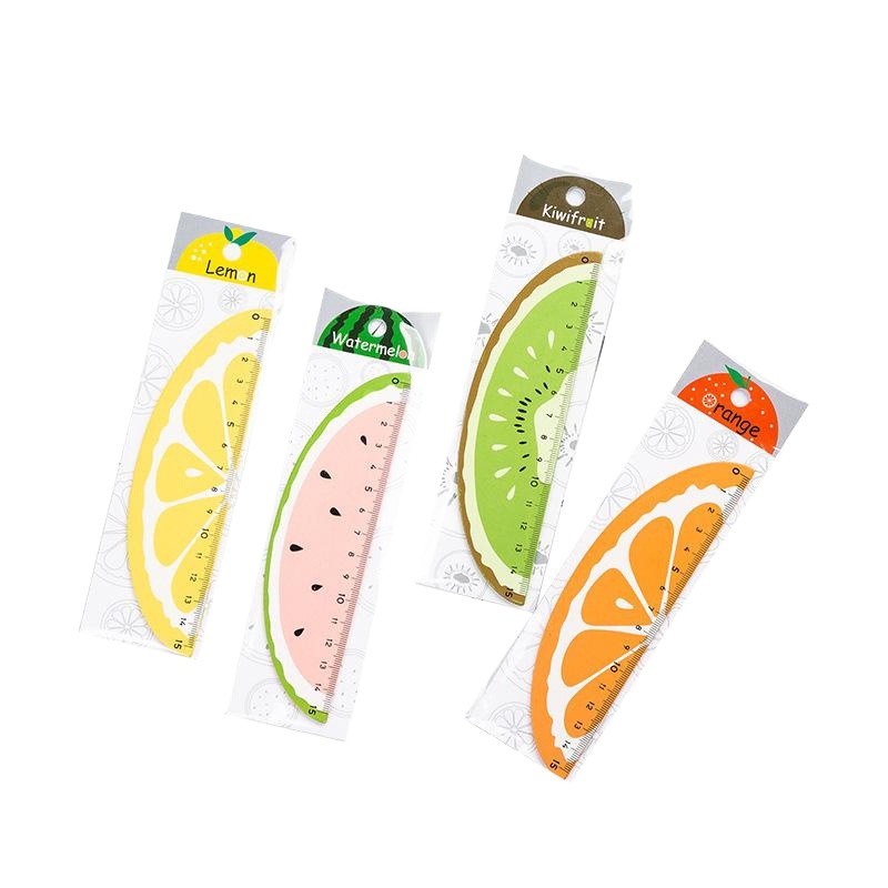 Korean Cute Cartoon Fruit Ruler for Students to Use 15cm Creative Wooden Handbook Ruler for Exams