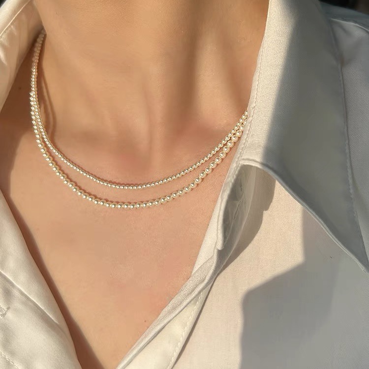 July Jewelry 18k Gold Freshwater Pearl ak2-3-4 Mini Strong Light Round Bead Necklace Finished Wholesale Zhuji
