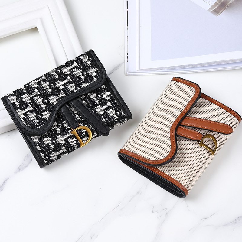 European and American retro wallet ladies long large capacity D-buckle multi-card foreign trade multi-functional three-fold clutch wholesale