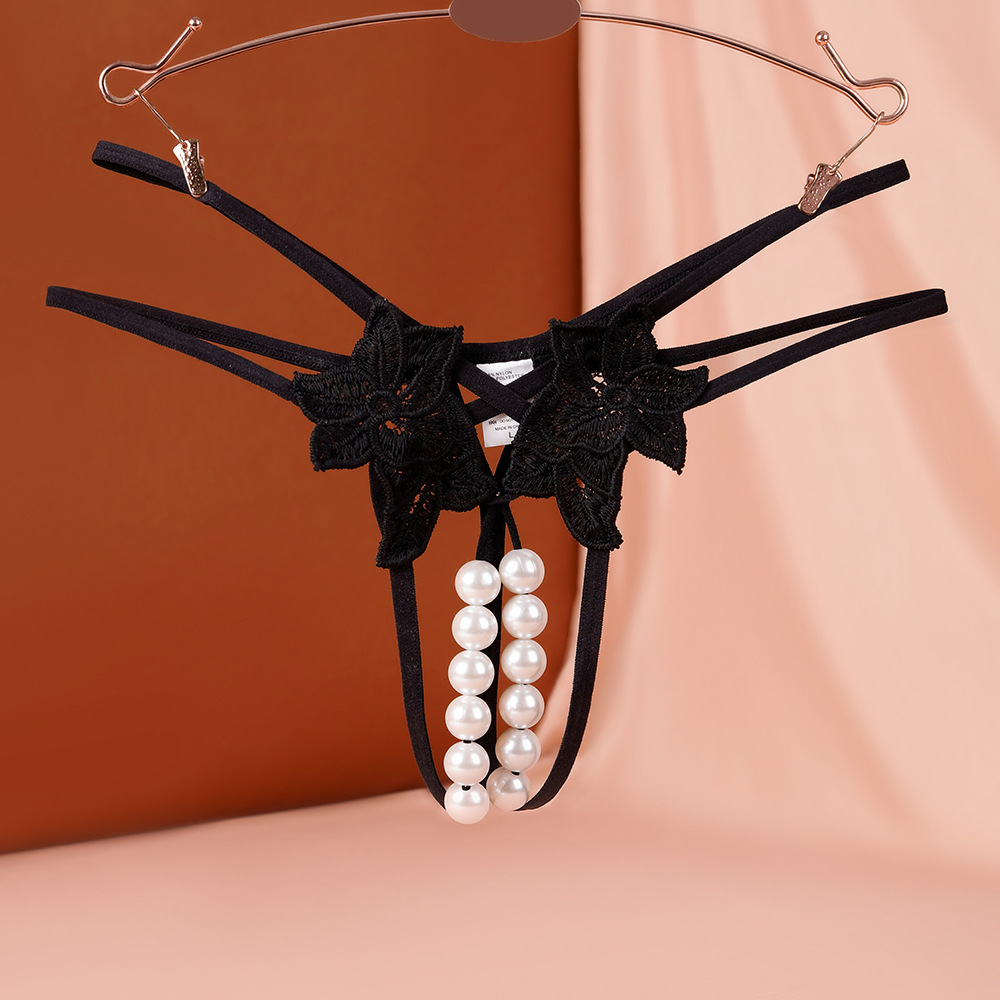 Cross-border exclusive for European and American plus size sexy T-shaped underwear double-row bead massage sexy transparent sexy underwear