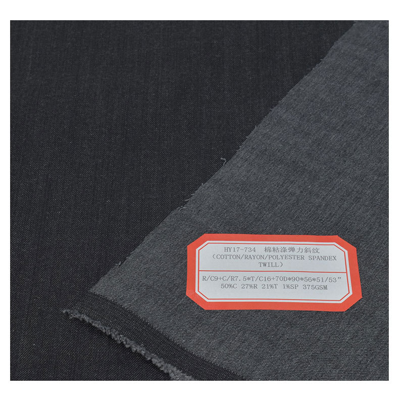 Cotton viscose polyester stretch twill 27% viscose 21% polyester stretch pants