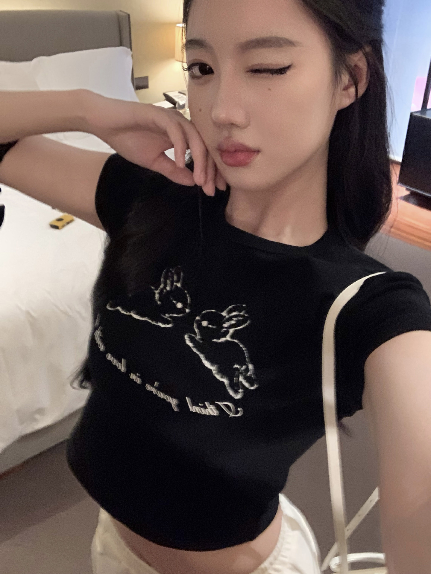 Sweet and Spicy French Style Short Top Women's Tight Hot Girls Short-sleeved T-shirt Hot Girls Pure Desire Top Slimming Tight Clothes