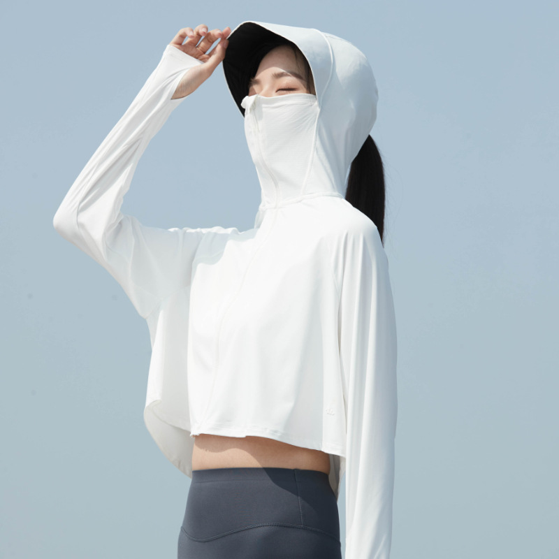 Picture of 2025 New Black Glue Brim Sun Protection Clothing Women's Ice Silk Hooded Breathable Jacket Anti-Uv Sun Protection Clothing Wholesale