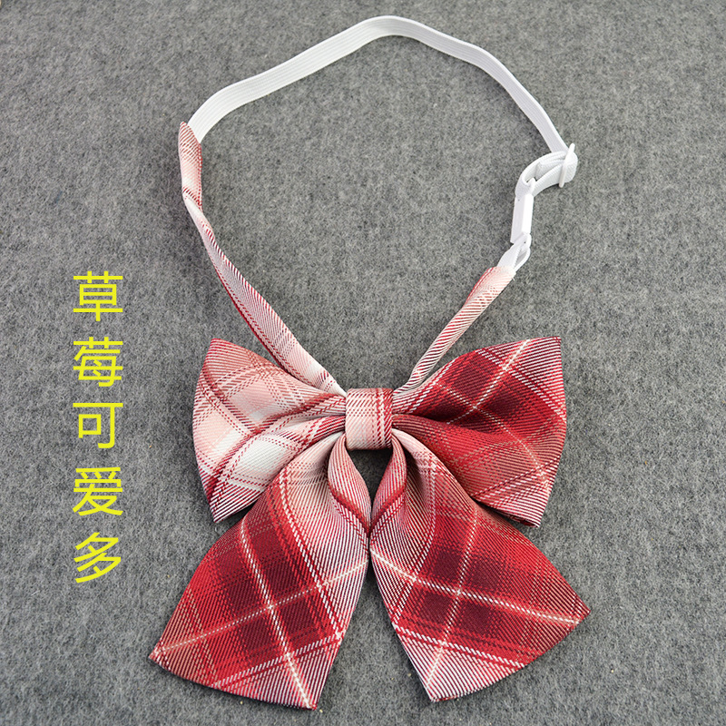 Picture of Hot-selling College Style Oka Pear Field Soot Black Bow Plaid Flat Horn JK Collar Bow Tie Shirt Accessories
