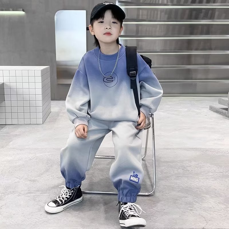 Picture of Boys' Trendy Brand Spring and Autumn suit Middle and Big Kids and Boys Color-matching Sweats Casual Western-style Children's Handsome Trendy Cool Children's Clothing