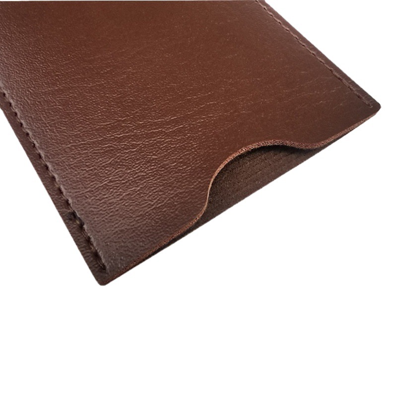 Picture of Source manufacturers thick card sleeve PU flat leather sleeve wooden comb sleeve black brown card sleeve pu leather logo
