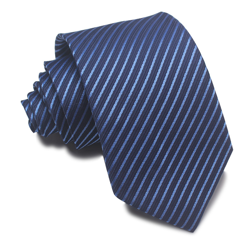 Picture of 25 New 8cm Polyester Jacquard Stripesd Tie 7cm Men's and Women's Business Formal Wear Casual High-End Red Black Blue