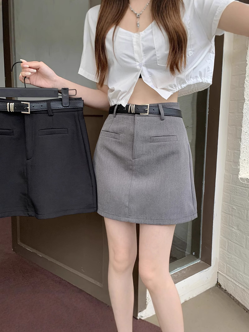 Suit Skirt Women's Spring Summer Autumn Thin High Waist Slimming Spice Girl Small A- shape Bar Hip Short Skirt Pants
