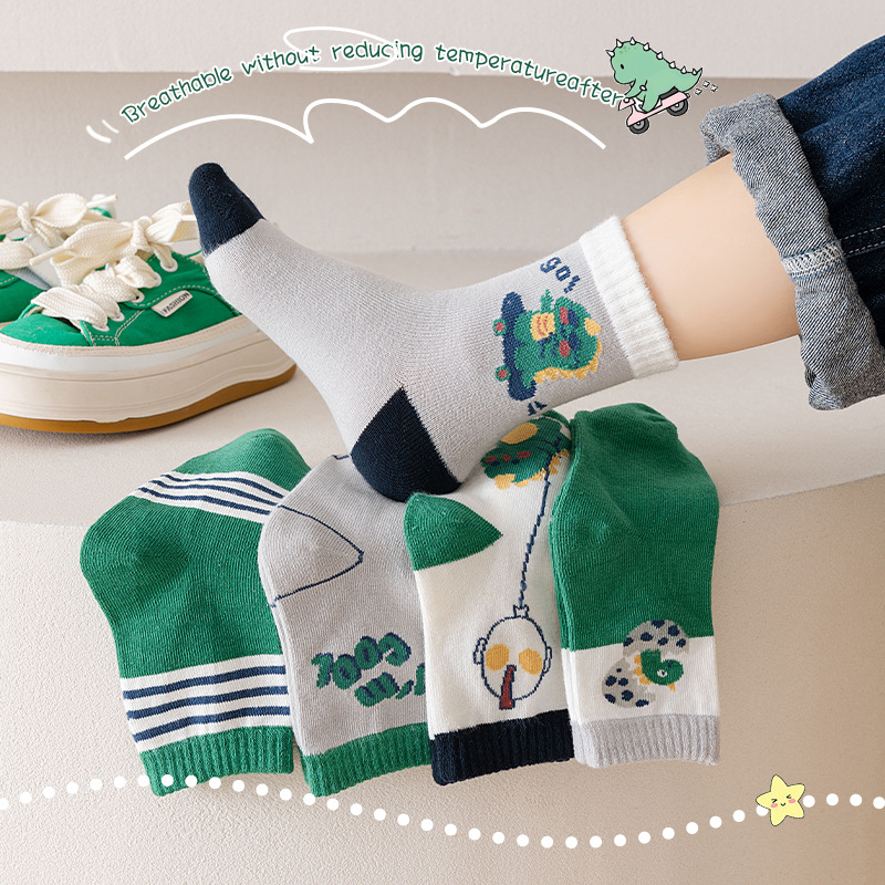 Picture of Children's socks boys' autumn new green cool Dragon cartoon mid-calf socks combed cotton children's fashion socks wholesale