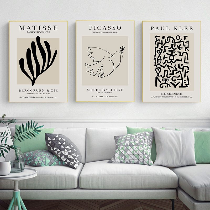 Modern Scandinavian Literary Abstract Geometric Matisse Peace Dove Bedroom Living Room Decorative Painting Core Picture Frame Wholesale Printing