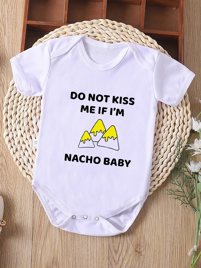 Picture of Factory Direct cross-border newborn 0-2 years old baby breathable cotton short-sleeved romper Baby Funny triangle romper
