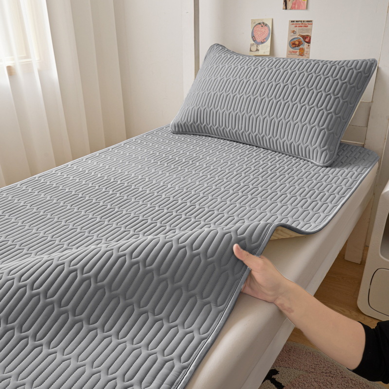 Picture of Class A latex mat three-piece set summer ice silk bed sheet bed hat foldable non-slip cooling soft mat air-conditioning mat