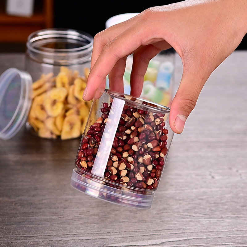 Wide-Mouth Bottle Plastic Packaging Jar Tea Grains Soy Biscuits Plastic Jar Storage Jar Round Sealed Jar