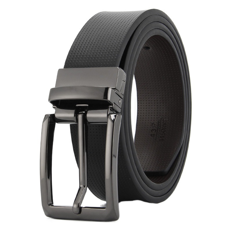 Factory Ready Stock Pin Buckle Belt Men's Double-Sided Leather Casual Fashion Belt Swivel Buckle Cross-Border