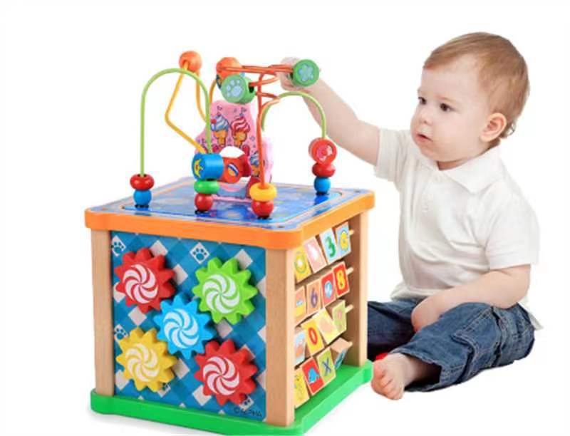 Picture of Wooden 1-3 Years Old Multifunctional Beaded Clock Beaded Building Blocks Treasure Boxes for Boys and Girls One Year Old Intellectual Toys