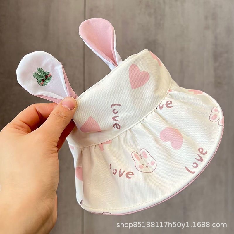 Picture of Rabbit Baby hat summer empty top hat baby big brim sun protection hat boys and girls toddler beach sun hat cute