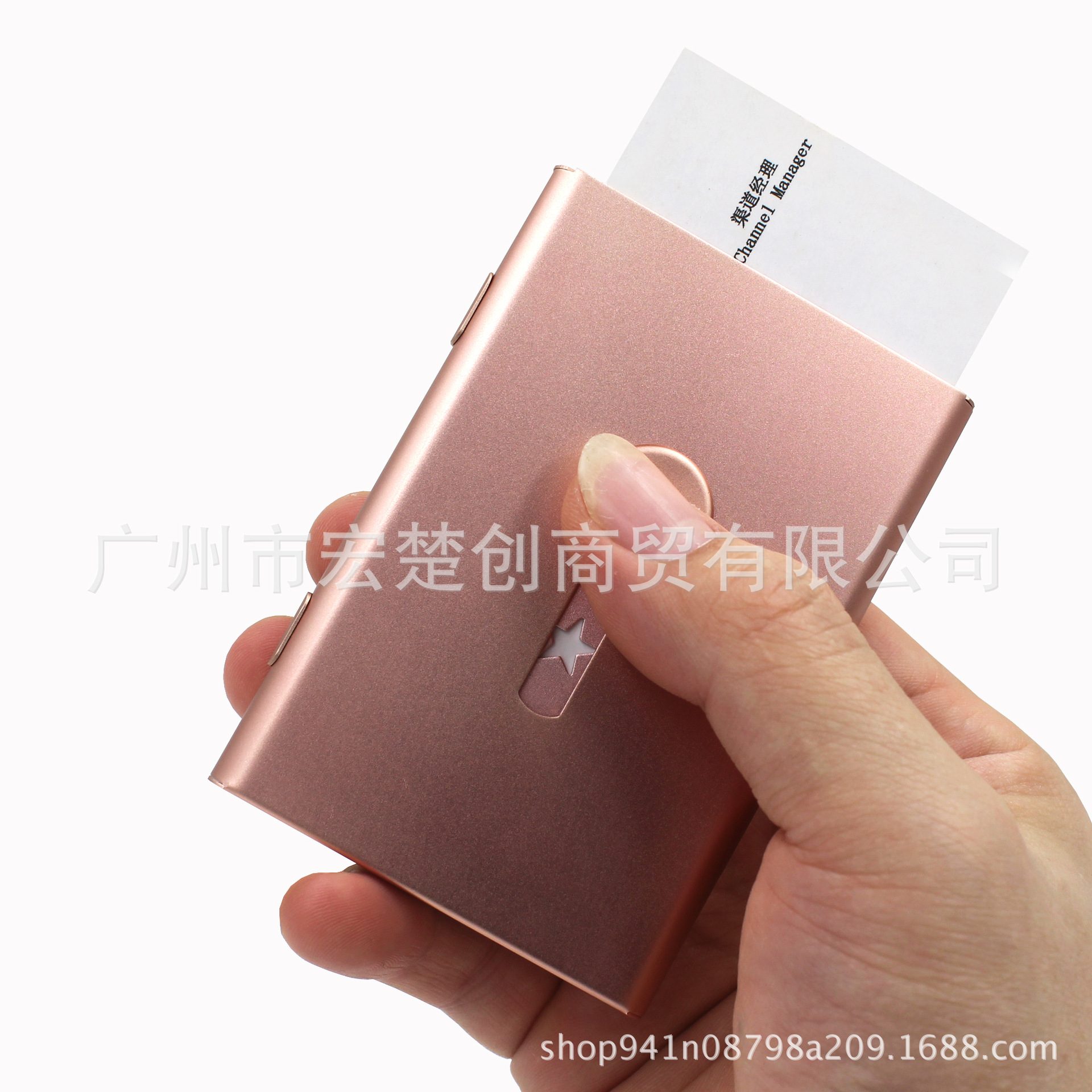 Manufacturers push portable business card case automatic business card holder metal sand card case laser lettering LOGO