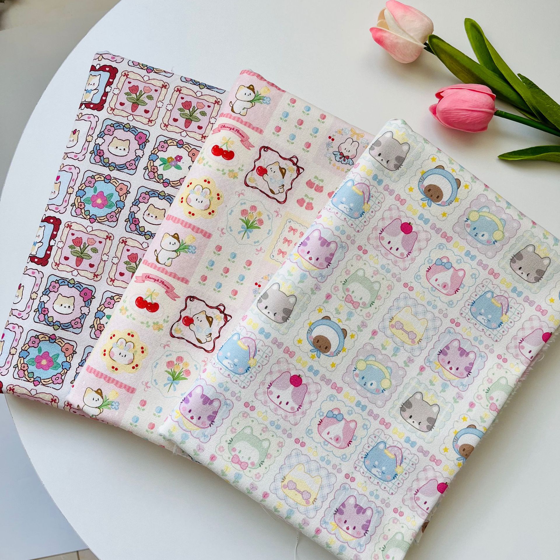 All Cotton Bayan Canvas Fabric Digital Printed Plaid Cat Bag Jacket Vest Handmade DIY Fabric
