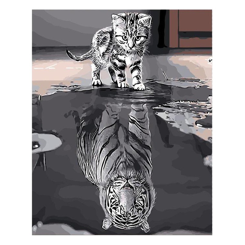 Cross-border digital oil painting wholesale frameless painting coloring cat 4050 Amazon wish in stock factory entrance
