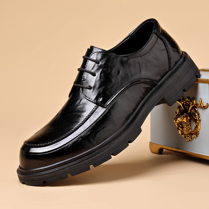 Men's leather shoes commuter shoes hand-scratched grain top layer cowhide business leather shoes formal casual men's shoes trend a generation of hair