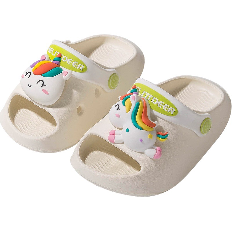 Little Deer Milley Children's Sandals and Slippers Summer Cartoon Soft Bottom Boys and Girls Cute Baby Dinosaur Sandals Hole Shoes
