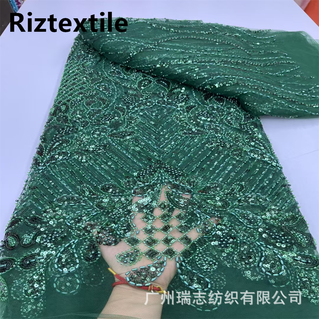 Middle East Heavy Industry Bead Tube Embroidery European and American lace Fashion Wedding Dress Sequin Dress Stage Clothing Cloth Fabric lace