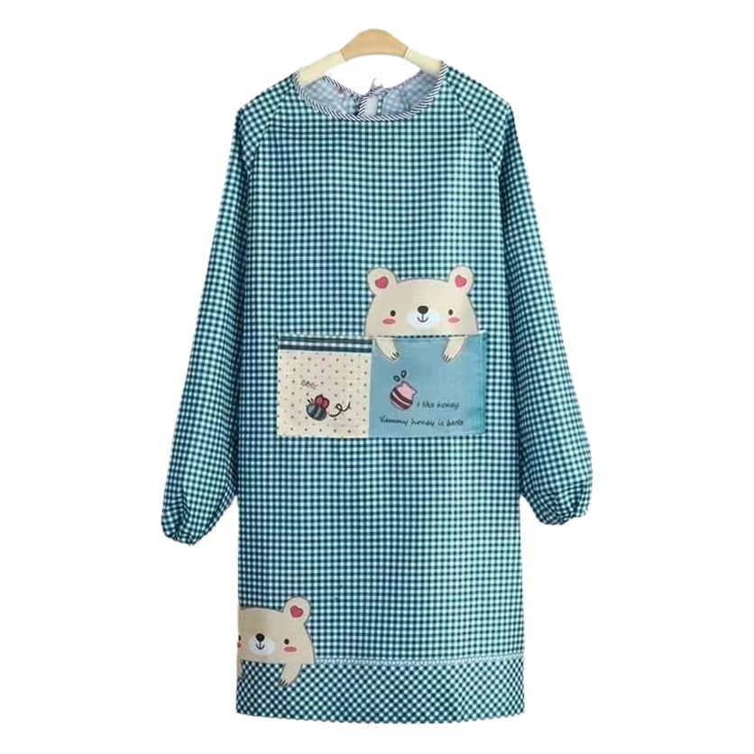 Apron long-sleeved coverall anti-dressing waist Kitchen home clothes cooking apron work clothes anti-Dirty Apron oil-proof
