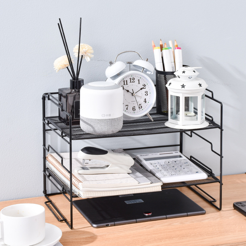 Simple Desktop Storage Rack Desktop Bookshelf Office Multi-layer File Arrangement Storage Metal Desk Small Shelf