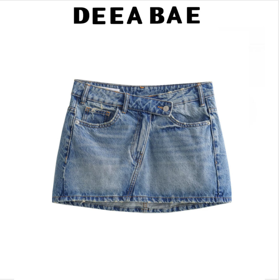 DEEABAE 2025 Spring New Women's Clothing European and American Denim Cotton Mid-Waist Simple Mini Skirt 8197090