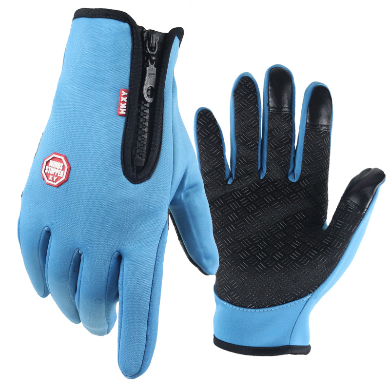 Picture of Touch Screen Gloves Winter Warm Fleece Gloves for Men and Women Cycling Outdoor Sports Non-Slip Snow Mountaineering Zipper Motorcycle