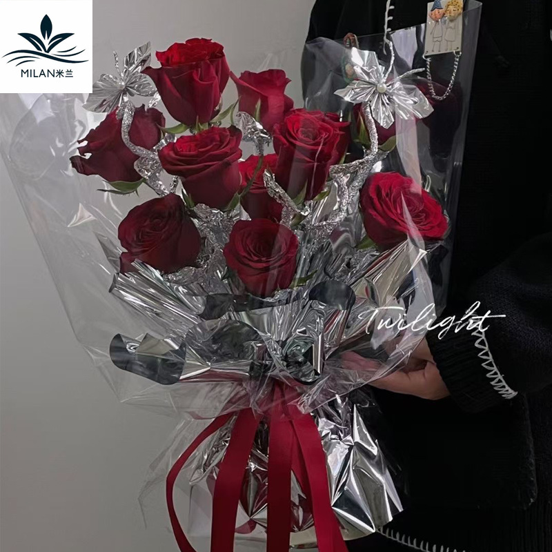 New Waterproof Thickened Tin Foil Paper Color Pleated Shaping Flower Bundle Lining Paper Flower Wrapping Paper Setting Paper