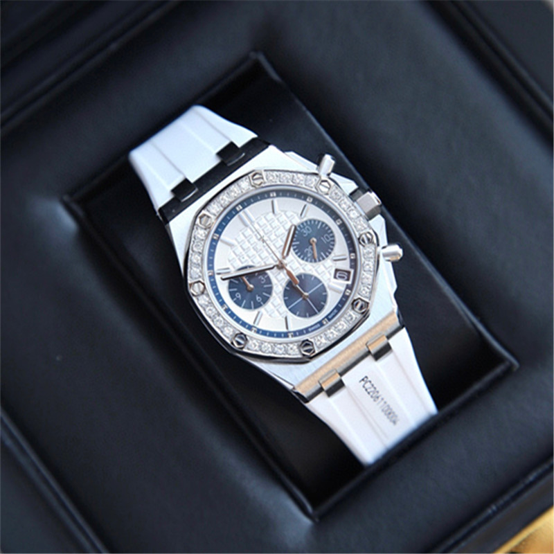 Microcredit Explosions AP Royal Oak Offshore Silicone Advanced Watch Three-Eye Multifunctional Chronograph Women's Quartz Watch