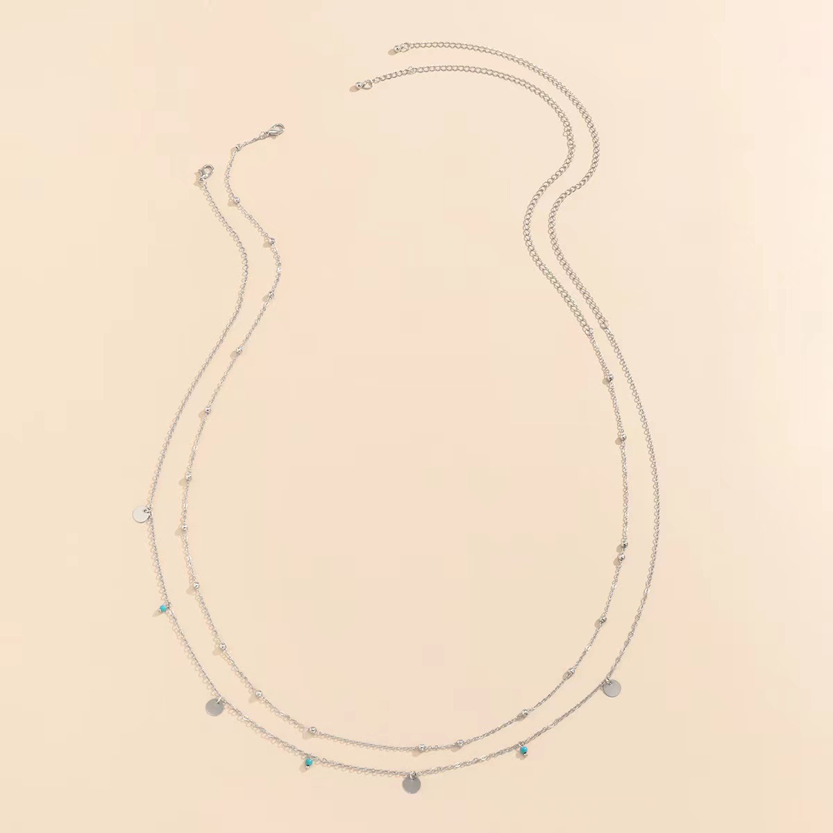 Cross-border jewelry simple tassel sequins double chain hip hop body chain European and American fashion retro turquoise waist chain