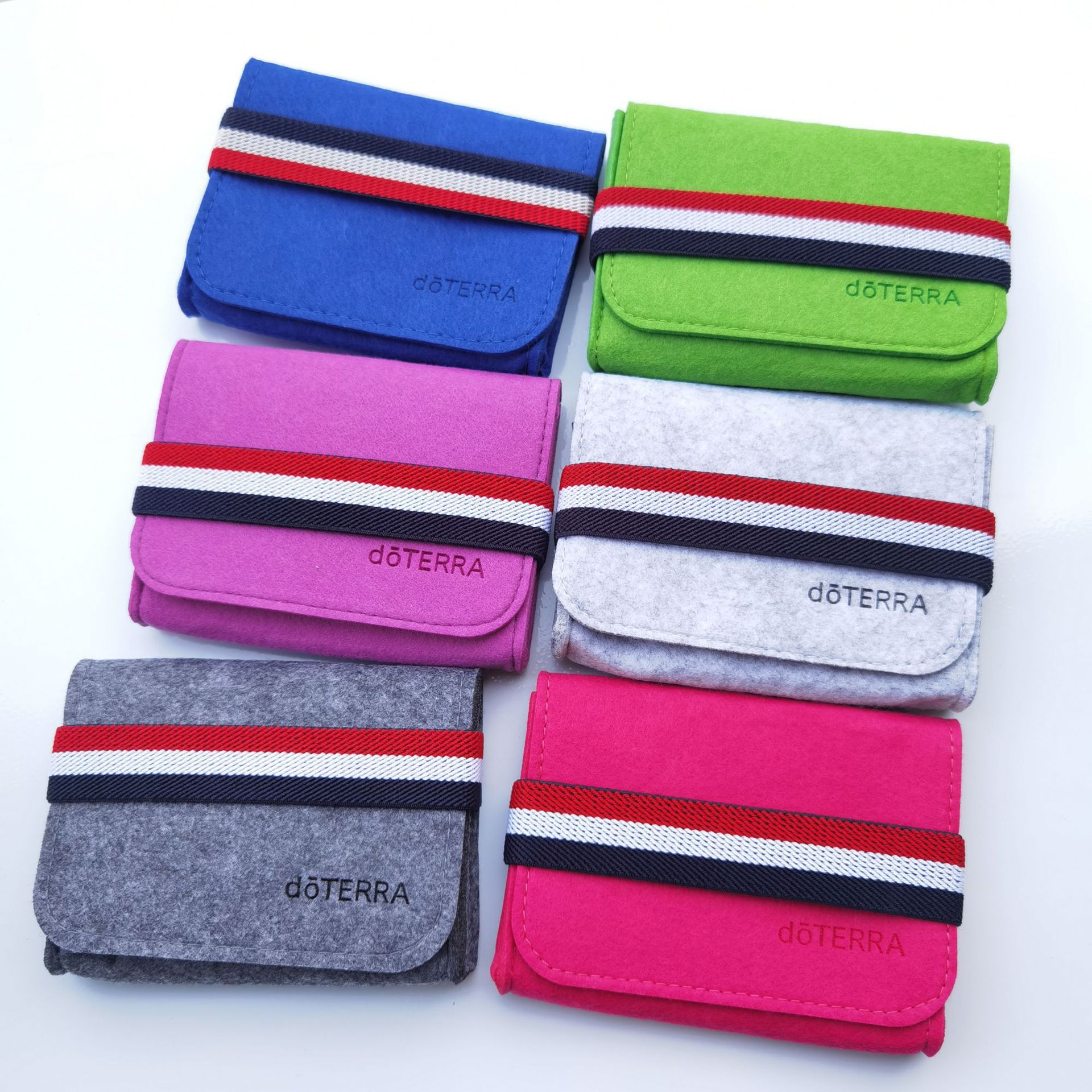Doterra Felt Essential Oil Storage Bag for 6 10ml Roller Bottles, Portable with Strap