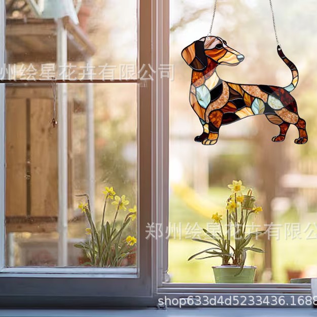 Cross Border Dachshund Window Hanging Dachshund Window Decoration Acrylic Window Pendant