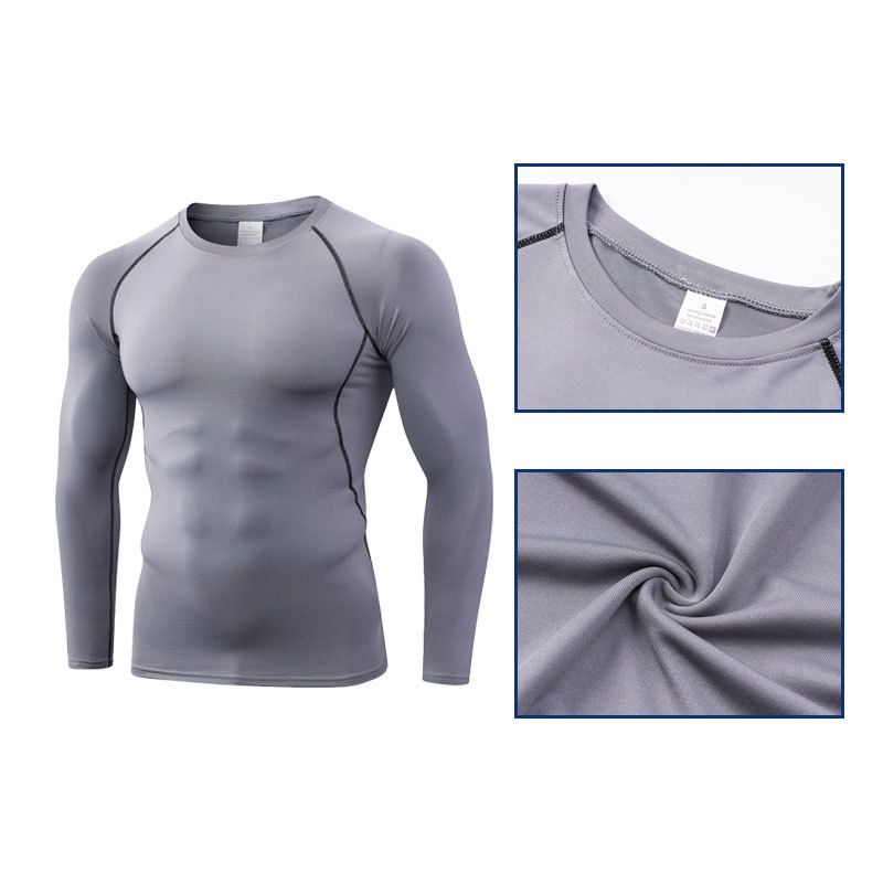 Picture of Men's Hot Selling Quick-Dry Sports Fitness Compression Long Sleeve Round Neck Breathable Men's Tight T-Shirt Top