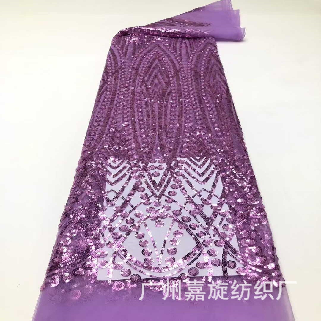 European and American non-sequin mesh embroidered fabric haute couture design wedding dress women's cheongsam fabric sequins lace