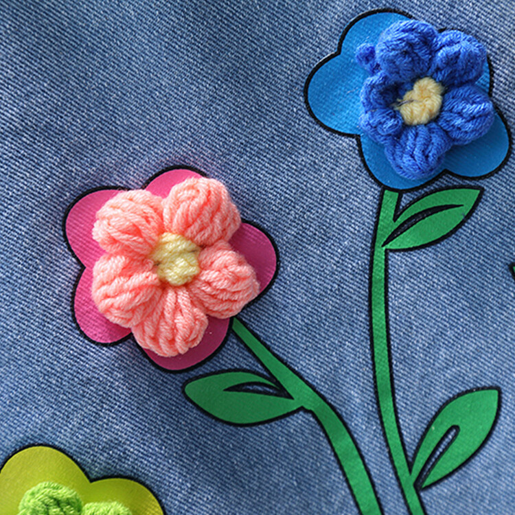 Picture of Girls' Denim vest spring and autumn Korean style children's wool flower letters casual all-match Western style sleeveless coat