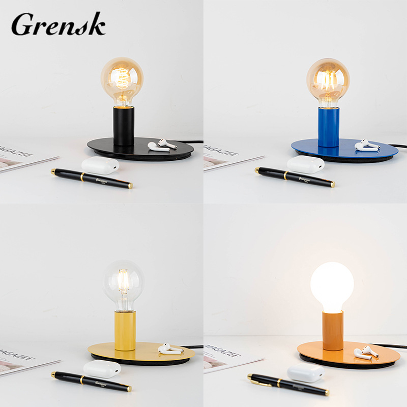 Simple Table Lamp with Wire Lamp Base E27 Lamp Cap LED Bulb Base Living Room Switch Control Assembly Nightlight
