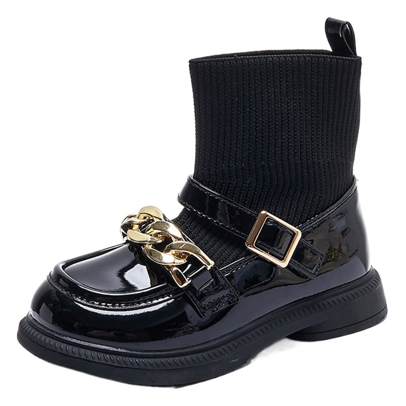 Children's Single Boots Autumn and Winter Kidsren's Shoes Girls' Boots Boys' Exquisite Fashion Boots Comfortable Short Boots Black Beige