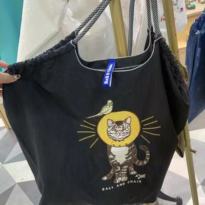 Picture of Japanese homemade ball chain eco-friendly shopping bag nylon embroidered hand canvas bag nylon shopping bag