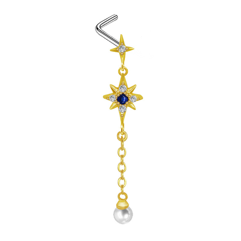 Picture of Gaibei Europe and the United States cross-border pearl heart-shaped nose nail heart-shaped wings bow l rod puncture nose nail puncture factory