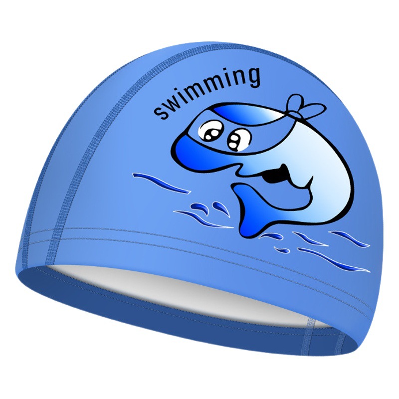 Picture of Children's swimming cap boys and girls waterproof head professional pu swimming cap cartoon pattern baby swimming cap wholesale