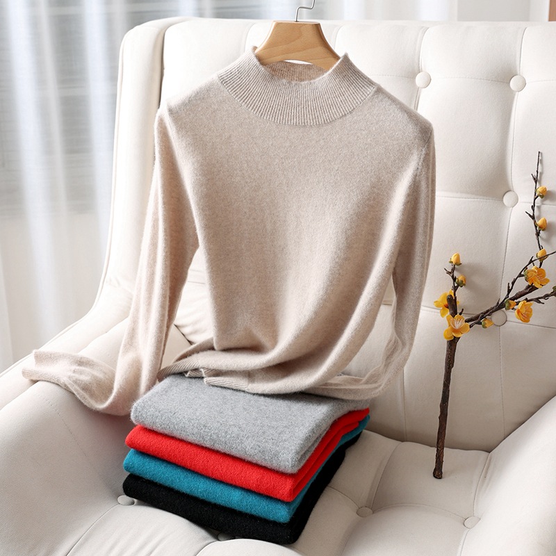 Picture of Bottoming Shirt Women's Knitted Sweater Women's Half-High Knitted Sweater Women's Cross-Border Knitwear Long-Sleeved Knitted Women's Bottoming Shirt Outer Wear