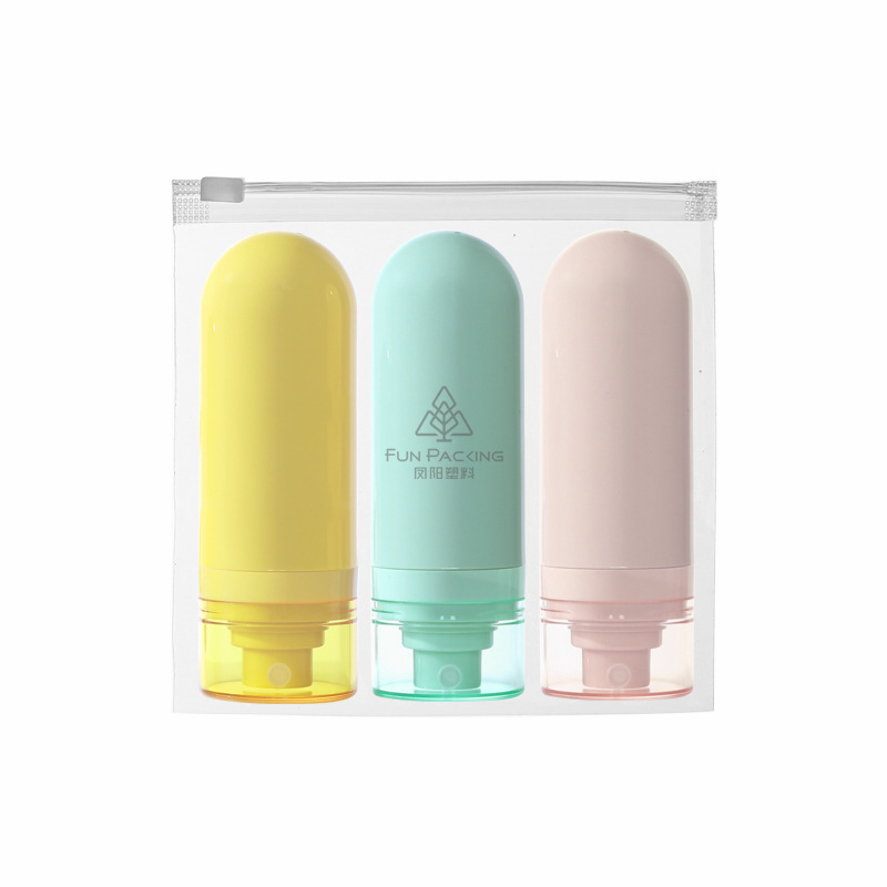 Picture of Travel wash and care suit three-piece PE suede hose bottle portable skin care products wash squeeze facial cleanser sub-bottle