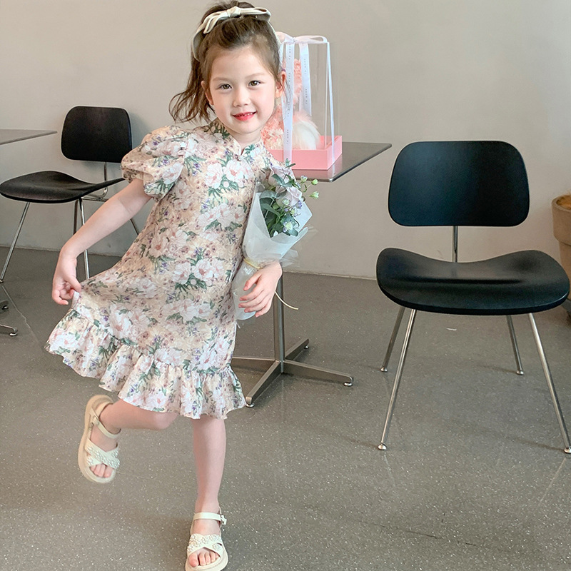 Girl's Dress Little Girl's Cheongsam Dress Summer Chinese Style Baby Ethnic Antique Western Style Children's Summer Dress
