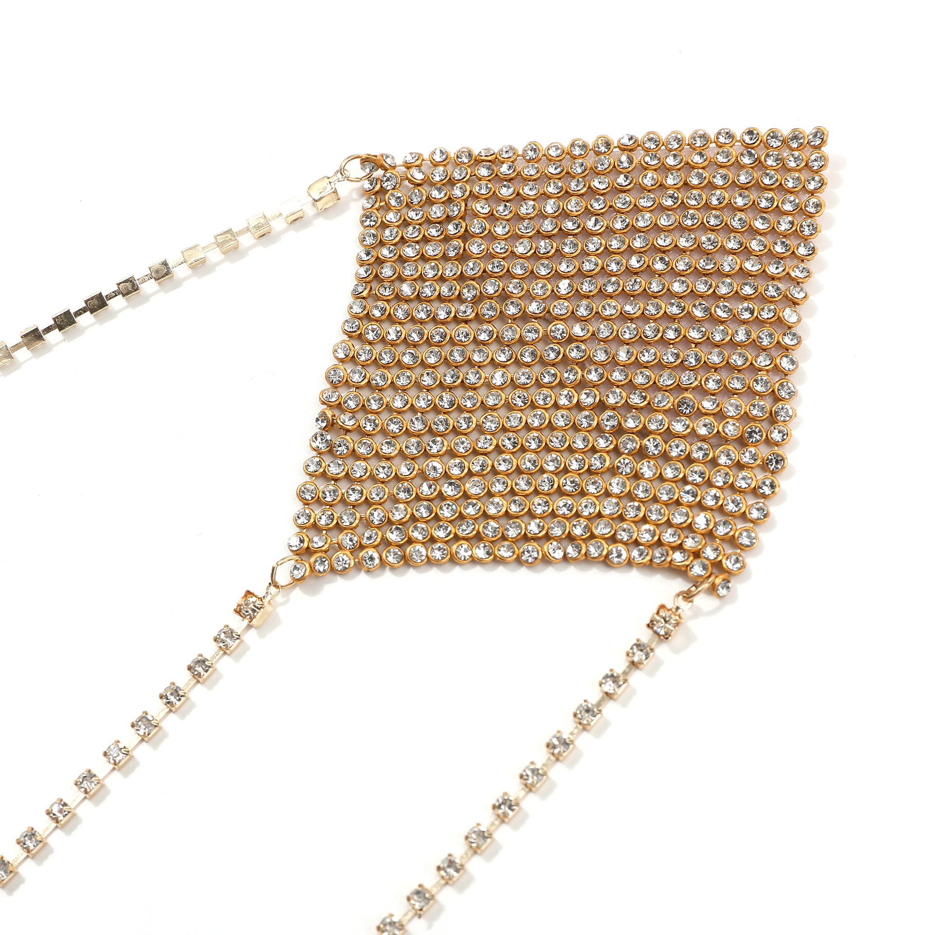 Picture of Chest Chain, High-End Accessories for Women with Big Breasts, Pure Lust Style, Square Flash Diamond Aluminum Chain, Invisible Nipple Patch, Anti-Bulge Breast Ornament Hanging Chain