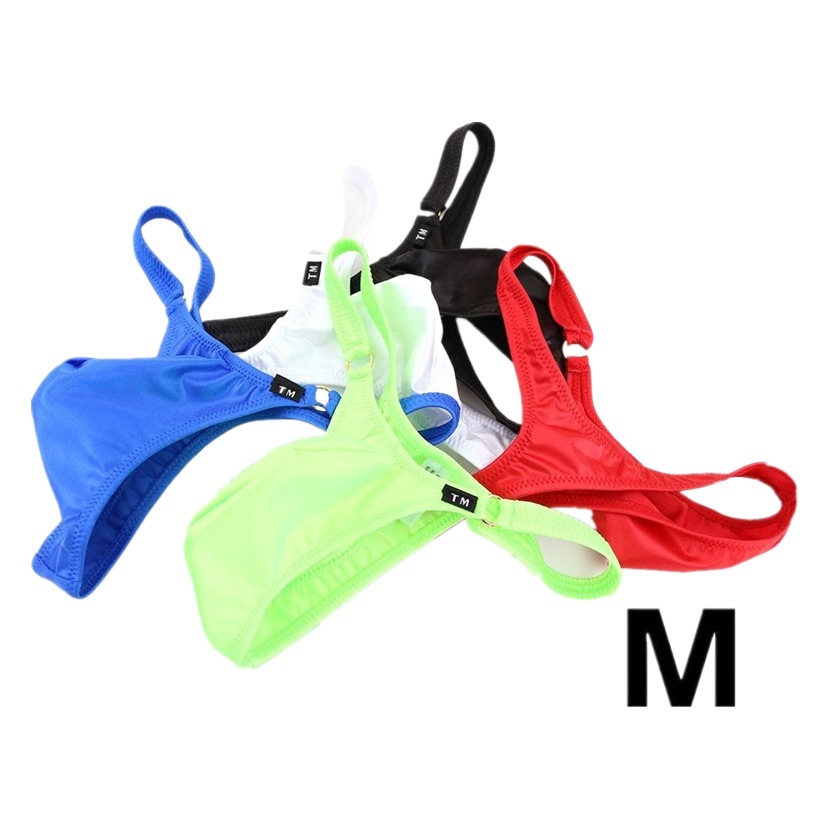 Men's thong high elastic thin ice silk sexy U convex Bag Men's thong with loop low waist breathable Men's T pants